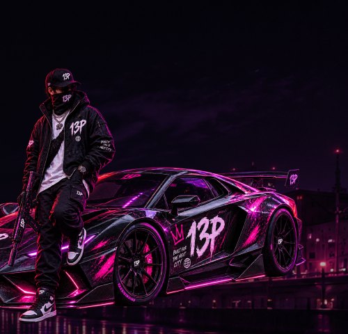 13P Studio character with car