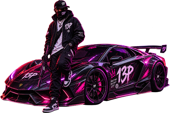 13P Studio character with car